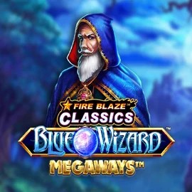 Fire Blaze Blue Wizard Megaways slot logo by Rarestone Gaming at Casinacho Casino